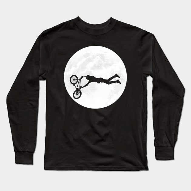 Cyclist Shadow in Full Moon Long Sleeve T-Shirt by ChapDemo